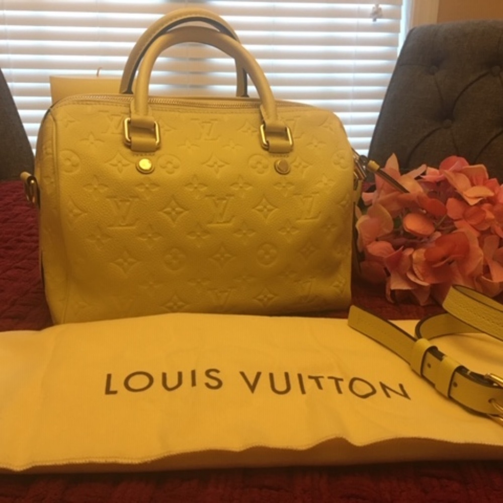 Authentic Louis Vuitton Yellow Mongram Emp. Speedy